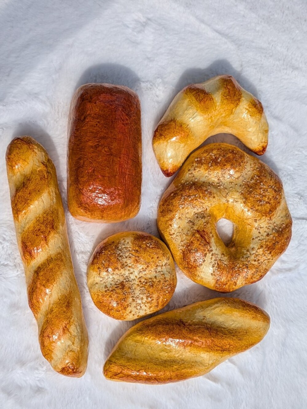 Six Artificial Baked Dough Bread Sourdough Bagel Prop Baked Fake Food Life Like